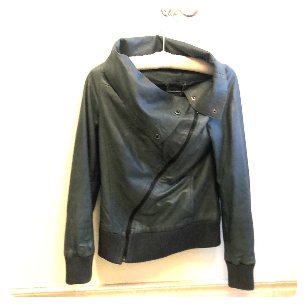 Muubaa Limited Drape Leather Jacket Green US 4